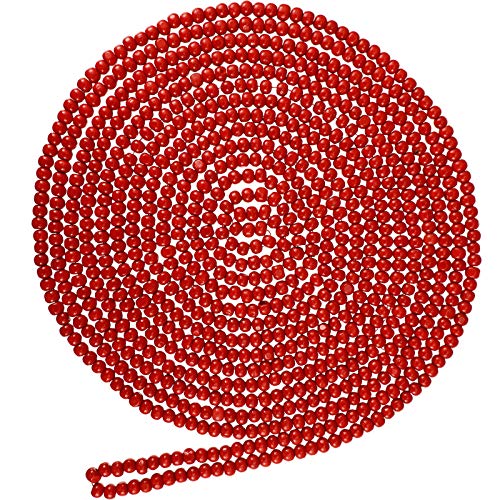 Wooden Bead Garland Red Round Bead Wreath Christmas Party Holiday Decorations (Burgundy, 2) Artificial Flower Arrangements