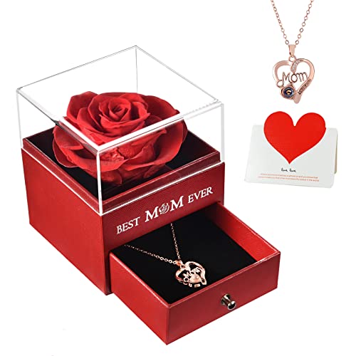 Buy U UQUI Gifts for Mom Preserved Real Rose with I Love You Mom Necklace Birthday Gifts for Mom Women Wife Pretty Gifts on Mothers Day Birthday Anniversary New Red 0 Silkyflowerstore