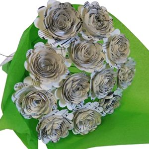 always in blossom scalloped sheet music paper flowers for centerpiece 15 inch roses on stems one dozen bouquet floral bunch for wedding decorations 0