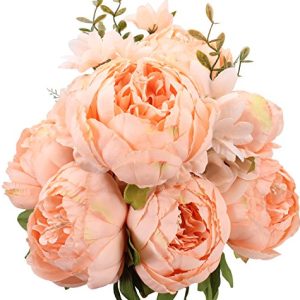 duovlo springs flowers artificial silk peony bouquets wedding home decorationpack of 1 spring orange pink 0