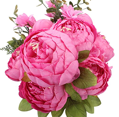 Duovlo Springs Flowers Artificial Silk Peony Bouquets Wedding Home Decoration,Pack of 1 (Spring Peach Pink) Artificial Flower Arrangements