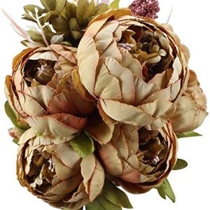 duovlo fake flowers vintage artificial peony silk flowers wedding home decorationpack of 1 coffee 0