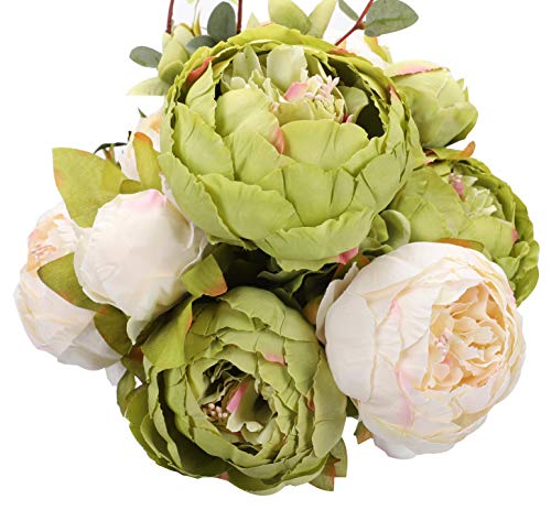 Duovlo Fake Flowers Vintage Artificial Peony Silk Flowers Wedding Home Decoration,Pack of 1 (New Green) Artificial Flower Arrangements