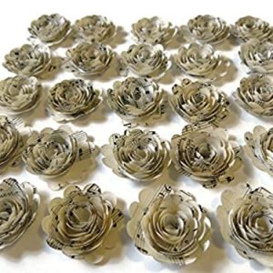 always in blossom music paper flowers scalloped sheet music floral decorations 15 inch vintage shabby wedding roses set of 24 baby shower centerpiece 0