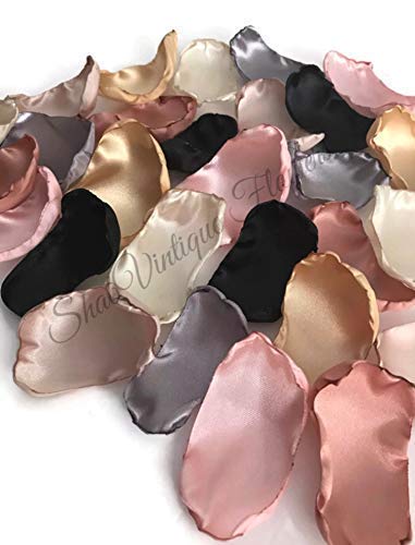 Wedding Decor Blush pink silver ivory champagne black gold and rose gold mix of 200 flower petals Artificial Flower Arrangements