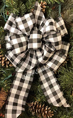 Black and white buffalo plaid bow Rustic Christmas decor. Bows for wreaths. Rustic Christmas bows Rustic Christmas ribbon Christmas decorations. Christmas wreath bows. Artificial Flower Arrangements