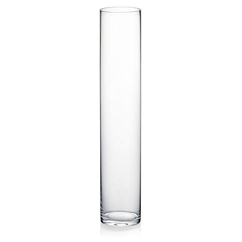 WGV Tall Cylinder Glass Vase, 3″ W x 16″ H, [Multiple Sizes Choices] Clear Bud Candle Holder Planter Terrarium for Wedding Party Flower Vase Centerpieces Home Accent Decor, 1 Piece Artificial Flower Arrangements