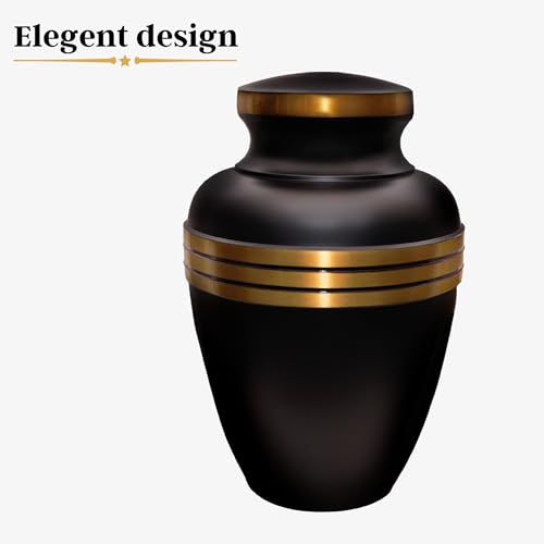 Product: Mortuary Solutions Urns for Human Ashes Adult Male and Female - Decorative Burial Urn, Funeral Cremation Urns for Women and Men - Large Black and Gold Urn