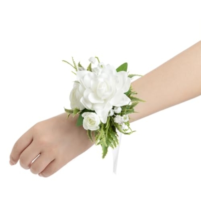 Product: Ling's Moment 6pcs Wedding Wrist Corsage Artificial Flowers, Girl/Mother Homecoming Prom Corsages Wristlet Décor, etc. White Lily Valley