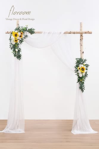 Product: Floroom Arch Flowers with Drapes Kit (Pack of 4) - 2pcs Artificial Sunflower Floral Swag Arrangement with 2pcs Draping Fabric for Wedding Ceremony Arbor and Reception Backdrop Decoration