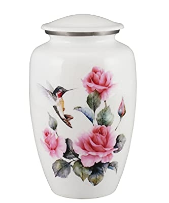 Product: Pink Rose - Humming Bird Adult Cremation Urns for Human Ashes - Decorative Urn,ERN for Human Ashes Female & Male,Urns for Ashes Men & Women,Funeral Urn (Pink Rose, Adult)