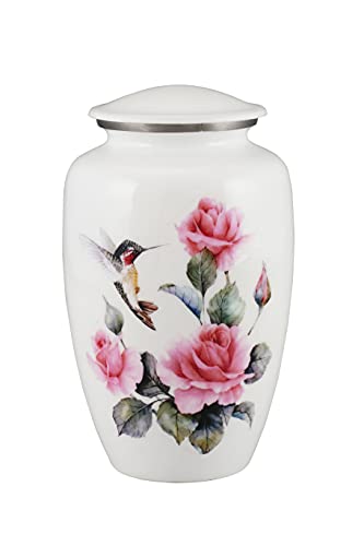 Product: Pink Rose - Humming Bird Adult Cremation Urns for Human Ashes - Decorative Urn,ERN for Human Ashes Female & Male,Urns for Ashes Men & Women,Funeral Urn (Pink Rose, Adult)