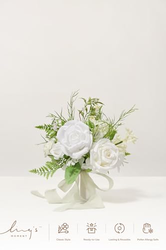 Silky Flower Store Artificial Lily of Valley Bridesmaid Bouquet, White Green Wedding Bouquet, Set of 4, 7 Inch 1 1 Product: Ling's Moment Artificial Flowers Lily of Valley White Bridesmaid Bouquet Set of 4, Green Wedding Flowers Bouquets for Bridesmaids, 7 Inch Bridal Bouquets for Bridesmaids, Wedding, etc
