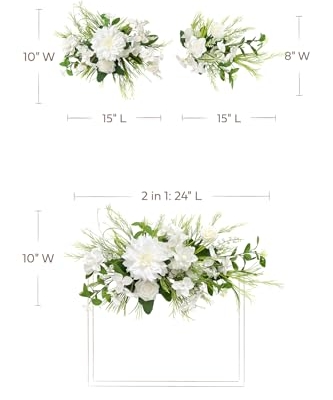 Product: Ling's Moment 2 White Wedding Artificial Floral Swag Welcome Sign Flowers Backdrop Garland Lily Green for Ceremony Reception Door Wall Easel Home Decoration Entryway Faux Outdoor Board Table Decor