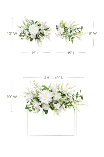 Product: Ling's Moment 2 White Wedding Artificial Floral Swag Welcome Sign Flowers Backdrop Garland Lily Green for Ceremony Reception Door Wall Easel Home Decoration Entryway Faux Outdoor Board Table Decor