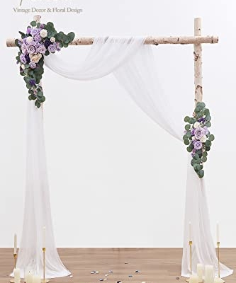 Silky Flower Store Artificial Lilac Lavender Purple Floral Swag Kit, Wedding Ceremony Arbor Drapes Backdrop, Pack of 4, 32.5cm 6 6 Product: Floroom Arch Flowers with Drapes Kit (Pack of 4) - 2pcs Artificial Lilac Lavender Purple Floral Swag Arrangement with 2pcs Draping Fabric for Wedding Ceremony Arbor and Reception Backdrop Decoration
