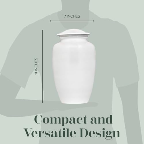 Silky Flower Store Large Cremation Urn for Ashes, Adult Memorial Urn, Secure Seal, Velvet Bag, C Pearl, 7x11 in 5 5 Product: Eternal Harmony Large Urn for Ashes, Adult Male & Female Cremation Vase for Human Ashes, Secure Seal & Velvet Bag, Funeral Vase for Men & Women Up to 200 lbs, 7x11” (Large, C Pearl)