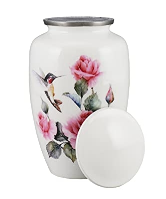 Product: Pink Rose - Humming Bird Adult Cremation Urns for Human Ashes - Decorative Urn,ERN for Human Ashes Female & Male,Urns for Ashes Men & Women,Funeral Urn (Pink Rose, Adult)