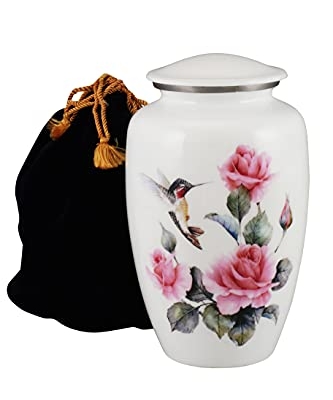 Product: Pink Rose - Humming Bird Adult Cremation Urns for Human Ashes - Decorative Urn,ERN for Human Ashes Female & Male,Urns for Ashes Men & Women,Funeral Urn (Pink Rose, Adult)