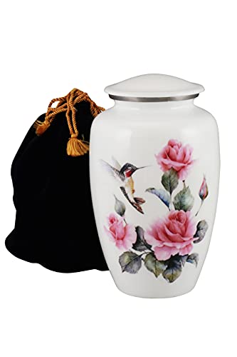 Product: Pink Rose - Humming Bird Adult Cremation Urns for Human Ashes - Decorative Urn,ERN for Human Ashes Female & Male,Urns for Ashes Men & Women,Funeral Urn (Pink Rose, Adult)