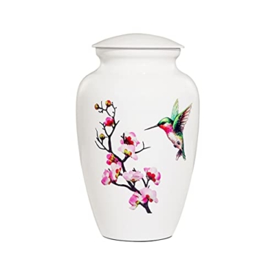 Product: ICOKEE Hummingbird Cremation Urn - Large White Decorative Urn for Adult Ashes - Up to 200 Lbs Capacity