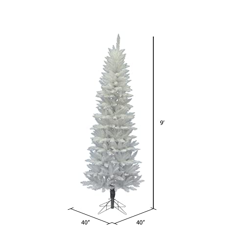 Silky Flower Store 9' Sparkle White Spruce Pencil Artificial Christmas Tree, Unlit, Vickerman, 9ft 2 2 Product: Vickerman 9' Sparkle White Spruce Pencil Artificial Christmas Tree, Unlit - Faux Spruce Christmas Tree - Seasonal Indoor Home Decor