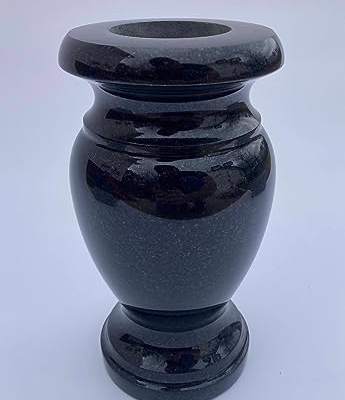 Product: Turned Round Granite Vase Black 5"x9" Shape #2