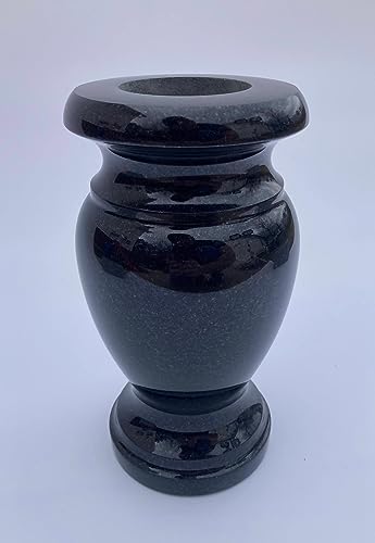 Product: Turned Round Granite Vase Black 5"x9" Shape #2