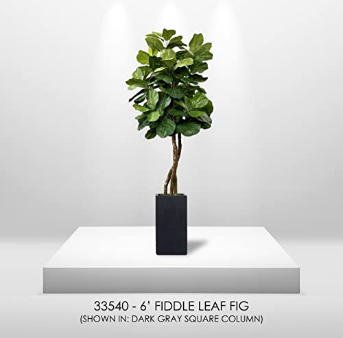 Silky Flower Store Fiddle Leaf Fig Artificial Tree, Cypress & Alabaster Handmade Green Faux Tree, Real Wood Trunk, 6ft 6 6 Product: Cypress & Alabaster Handmade 6ft Fiddle Leaf Fig Ficus Lyrata Artificial Tree with Ethically Sourced Real Wood Trunks, Hypoallergenic, 6-Foot, Green