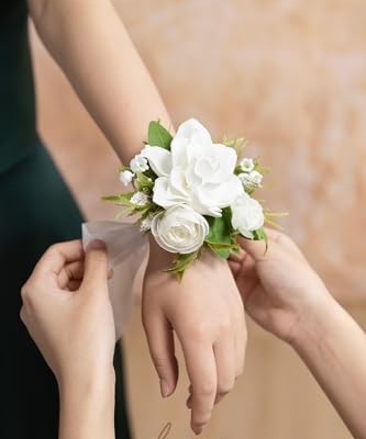 Product: Ling's Moment 6pcs Wedding Wrist Corsage Artificial Flowers, Girl/Mother Homecoming Prom Corsages Wristlet Décor, etc. White Lily Valley