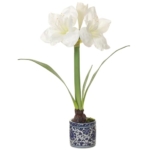 Product: 19.5" Silk Amaryllis with Bulb Flower Arrangement w/Ceramic Vase -White (Pack of 4)