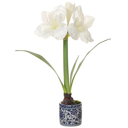 19.5" Silk Amaryllis with Bulb Flower Arrangement w/Ceramic Vase -White (Pack of 4) - Artificial Flower Arrangements Product: 19.5" Silk Amaryllis with Bulb Flower Arrangement w/Ceramic Vase -White (Pack of 4)