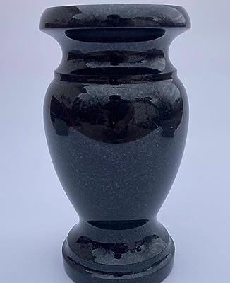 Product: Turned Round Granite Vase Black 5"x9" Shape #2