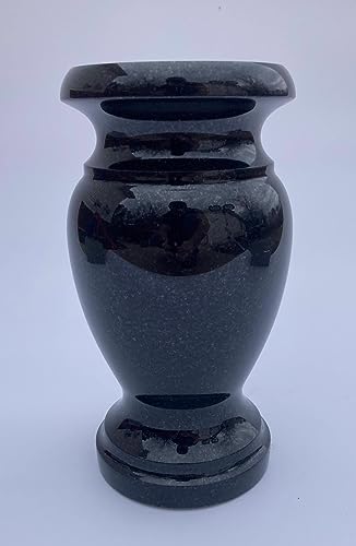 Product: Turned Round Granite Vase Black 5"x9" Shape #2