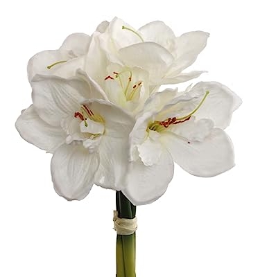 Product: Larksilk Exquisite Set of 12, 12" White Amaryllis Bundles - Elegant Artificial Flowers for Home Decor and Special Occasions