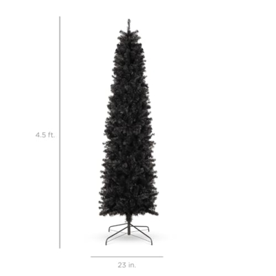 Silky Flower Store Black Artificial Christmas Pencil Tree, 290 Tips, Metal Base, Space Saving Modern Holiday Decor, 4.5ft 13 13 Product: Best Choice Products 4.5ft Black Artificial Holiday Christmas Pencil Tree for Home, Office, Party Decoration w/ 290 Tips, Metal Hinges & Base