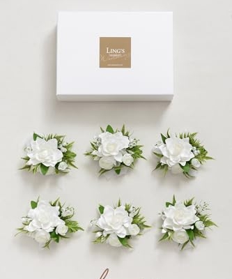 Product: Ling's Moment 6pcs Wedding Wrist Corsage Artificial Flowers, Girl/Mother Homecoming Prom Corsages Wristlet Décor, etc. White Lily Valley