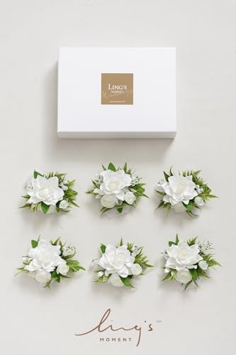 Product: Ling's Moment 6pcs Wedding Wrist Corsage Artificial Flowers, Girl/Mother Homecoming Prom Corsages Wristlet Décor, etc. White Lily Valley