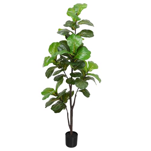 LUWENER 6ft Artificial Fiddle Leaf Fig Tree Plant,Fake Ficus Lyrata in Pot,Ficus Faux Plant Artificial Trees for Office Indoor Outdoor Garden Living Room Home Decor 1PCS-71in - Artificial Flower Arrangements Product: LUWENER 6ft Artificial Fiddle Leaf Fig Tree Plant,Fake Ficus Lyrata in Pot,Ficus Faux Plant Artificial Trees for Office Indoor Outdoor Garden Living Room Home Decor 1PCS-71in