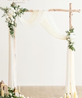 Silky Flower Store Artificial Wedding Arch Flowers Kit, White Sage Silk Floral Decor, Chiffon Drapes, 4 Piece Set, 20.5cm 11 11 Product: Ling's Moment Artificial Wedding Arch Flowers Kit Pack of 4, 2pcs Hanging Silk Flowers Arrangement 2pcs Chiffon Drapes Ceremony Spring Fake Rose Arbor Backdrop White Sage Floral Party Outdoor Decor