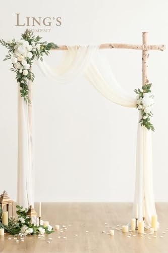 Silky Flower Store Artificial Wedding Arch Flowers Kit, White Sage Silk Floral Decor, Chiffon Drapes, 4 Piece Set, 20.5cm 3 3 Product: Ling's Moment Artificial Wedding Arch Flowers Kit Pack of 4, 2pcs Hanging Silk Flowers Arrangement 2pcs Chiffon Drapes Ceremony Spring Fake Rose Arbor Backdrop White Sage Floral Party Outdoor Decor
