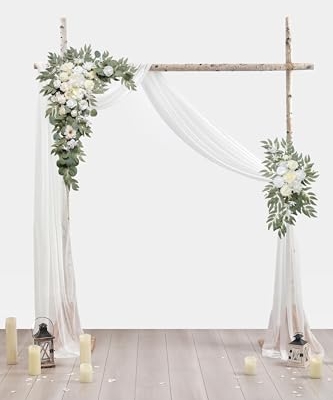 Silky Flower Store Wedding Arch Flower Kit with Drapes, Artificial Roses Backdrop Decoration, Pack of 3, 20.5cm 11 11 Product: BASIMAN Arch Flowers with Drapes Kit (Pack of 3) for Wedding Ceremony Arbor and Reception Backdrop Decoration Wedding Welcome Signs Floral Birthday Party Decoration