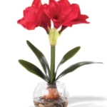 Product: Petals Amaryllis Accent Silk Flower Holiday Design in Glass Ball Vase