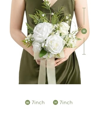 Silky Flower Store Artificial Lily of Valley Bridesmaid Bouquet, White Green Wedding Bouquet, Set of 4, 7 Inch 16 16 Product: Ling's Moment Artificial Flowers Lily of Valley White Bridesmaid Bouquet Set of 4, Green Wedding Flowers Bouquets for Bridesmaids, 7 Inch Bridal Bouquets for Bridesmaids, Wedding, etc