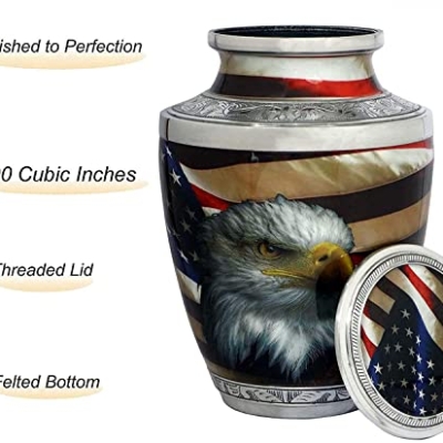 Silky Flower Store American Flag Patriotic Cremation Urn for Human Ashes, Veteran Memorial Urn, Adult Male, Police Dog K9, Army Firefighter, 20.5cm 14 14 Product: Bold & Divine American Flag Patriotic and Veteran Cremation Urns for Human Ashes Adult Male | Funeral Decorative Urn for Men, Police Dog K9, Army Firefighter