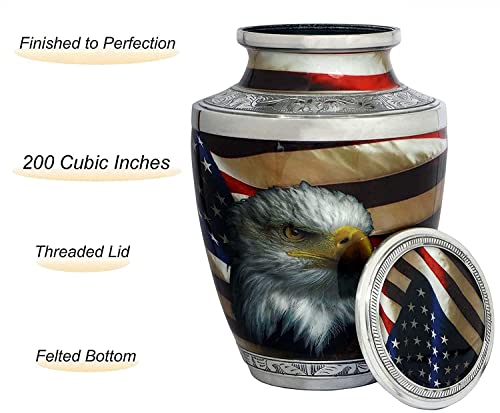Silky Flower Store American Flag Patriotic Cremation Urn for Human Ashes, Veteran Memorial Urn, Adult Male, Police Dog K9, Army Firefighter, 20.5cm 5 5 Product: Bold & Divine American Flag Patriotic and Veteran Cremation Urns for Human Ashes Adult Male | Funeral Decorative Urn for Men, Police Dog K9, Army Firefighter