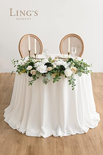 Product: Ling's Moment 2PCS Green Artificial Flower Garland Floral Swags Centerpieces White Wedding Arch Flower Greenery for Sweetheart Table Wall Window Home Garden Outdoor Decor Emerald & Tawny Beige