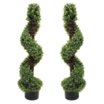 Product: 2 x Artificial Topiary Boxwood Spiral Trees (3ft/90cm)