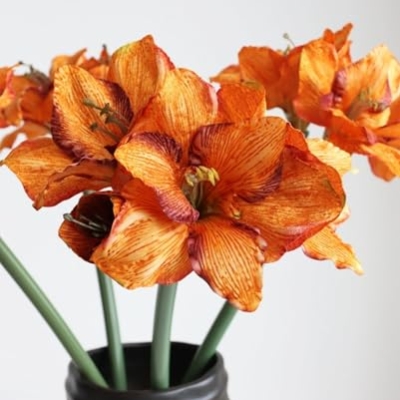 Product: Stunning 29.5" Silk Amaryllis Artificial Flowers - Minimalist Home Decor & Gift Idea in Orange