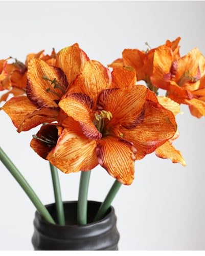 Product: FJELLROSE Artificial Greenery for decorat, 5 Branchs 29.5"(Overall Length) Huge Silk Amaryllis Artificial Faux Flower，Minimalist Style Artificial Faux Flower,for Home Decor Flower,Gifts(Blue)